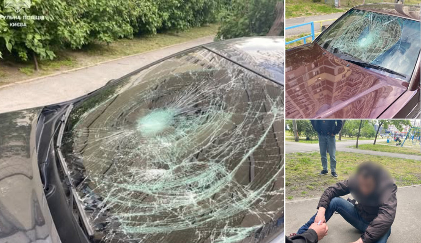 В Киеве задержали мужчину, который громил припаркованные автомобили