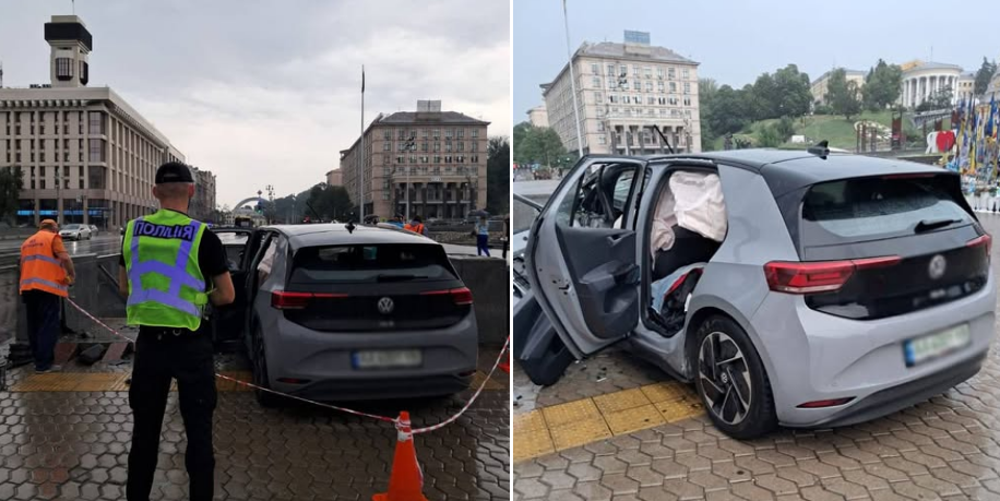 В Киеве автомобиль едва не влетел в подземный переход на Майдане Незалежности – фото