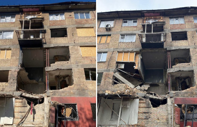 У Києві обвалилися квартири багатоповерхівки, пошкодженої обстрілом ще в липні — фото