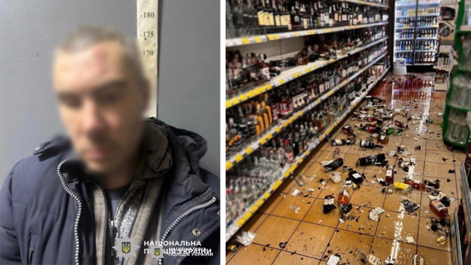 У Києві покупець побив алкоголь у супермаркеті, бо йому не дали вкрасти пляшку – відео